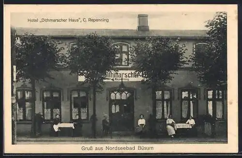 AK Büsum, Hotel Dithmarscher Haus v. C. Repenning, Aussenansicht