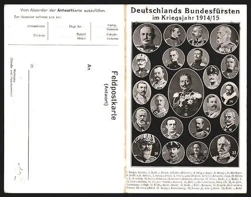 Klapp-AK Deutschlands Bundesfürsten im Kriegsjahr 1914 /15, Fürst von Schwarzburg-Rudolstadt und Sondershausen