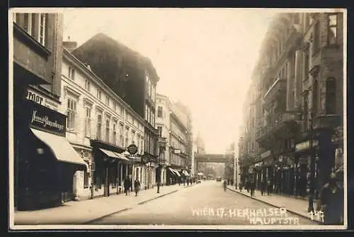 AK Wien, Hernalser Hauptstrasse mit Geschäften