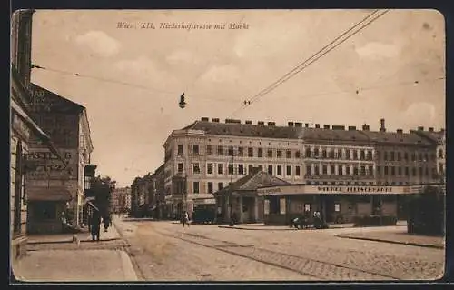 AK Wien, Niederhofstrasse mit Markt