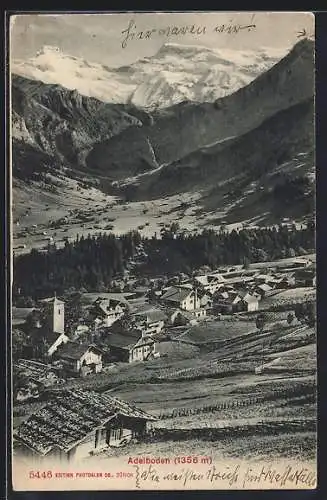 AK Adelboden, Ortsansicht gegen das Gebirge