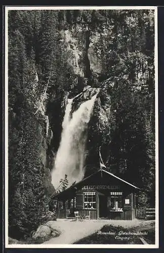 AK Rosenlaui, Gletscherschlucht Eingang mit Restaurant und Wasserfall