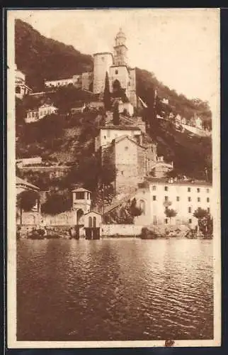 AK Morcote /Lago die Lugano, Blick zur Pfarrkirche S. Maria del Sasso