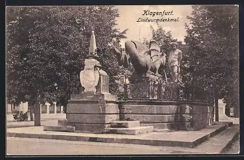 AK Klagenfurt, Blick aufs Lindwurmdenkmal