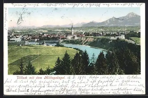 AK Villach, Ortsansicht mit Mittagskogel