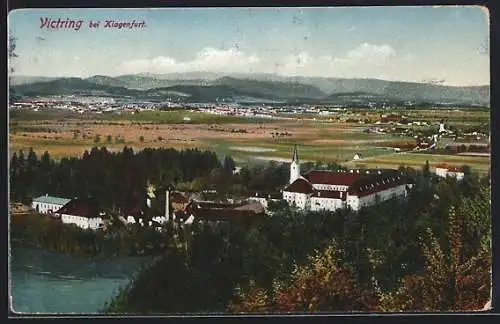 AK Victring bei Klagenfurth, Ortsansicht aus der Vogelschau