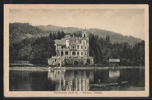 AK Maria Wörth, Sekirn am Wörthersee, Blick zum Schloss