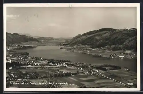 AK Bodensdorf a. Ossiachersee, Ortsansicht, rechts Ossiach