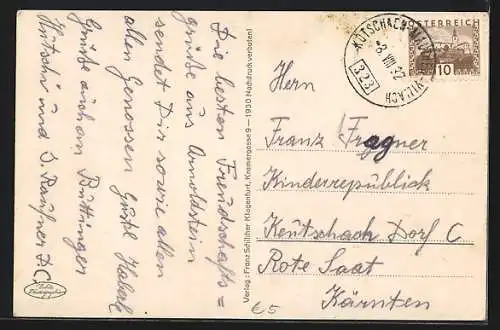 AK Arnoldstein, Ortsansicht im Bergpanorama
