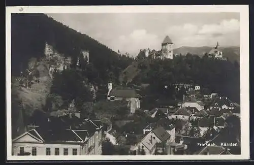 AK Friesach /Kärnten, Ortsansicht mit alter Burg