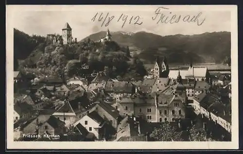 AK Friesach, Gesamtansicht mit Kirche und Burg