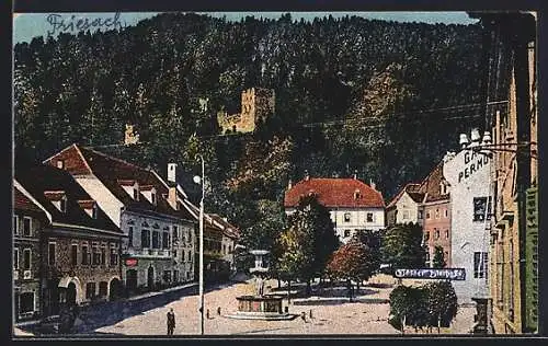 AK Friesach /Kärnten, Hauptplatz und Ruine Rotturn