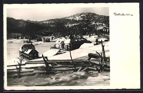 AK Flattnitz, Ortsansicht im Schnee