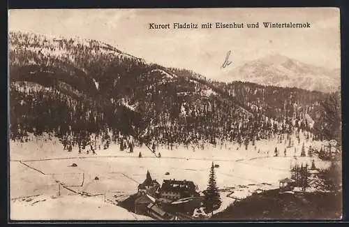 AK Fladnitz, Ortsansicht mit Eisenhut & Wintertalernok