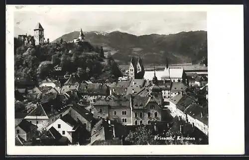 AK Friesach /Kärnten, Teilansicht mit alter Burg