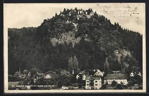 AK St. Andrä /Kärnten, Ortsansicht mit Ruine Landskron