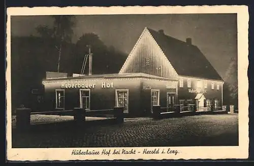 AK Herold i. Erzg., Gasthaus Huberbauer Hof bei Nacht