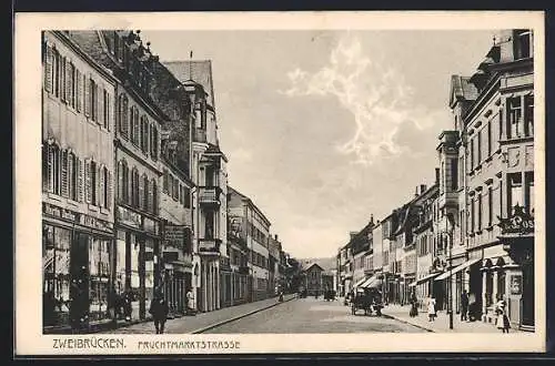 AK Zweibrücken, Blick in die Fruchtmarktstrasse