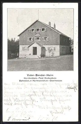 AK Herchenhain /Grebenhain, Hotel Vater-Bender-Heim, Ansicht des Eingangs