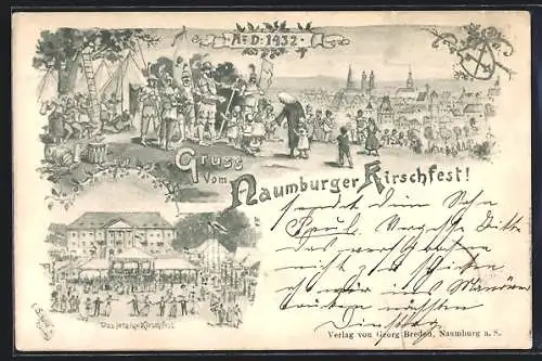 AK Naumburg / Saale, Naumburger Kirschfest in 1432 und heute