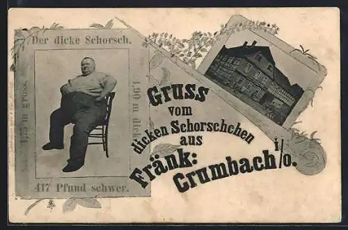 AK Fränk. Crumbach i. O., Gasthaus und der dicke Schorsch