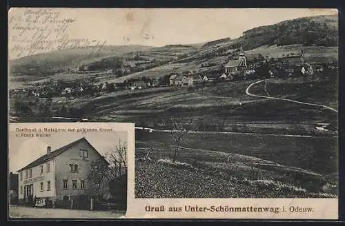 AK Unter-Schönmattenwag i. Odenw., Gasthaus u. Metzgerei zur goldenen Krone v. Franz Walter