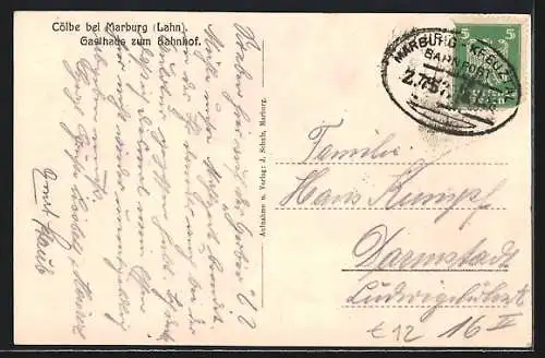 AK Cölbe bei Marburg, Gasthaus zum Bahnhof
