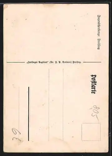 Foto-AK Freising, Jugendherberge, Wimpeleinweihung der N5 von Landshut, Gebäudeansicht mit Knabe im Winter, 1928