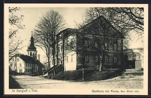 AK St. Gangloff, Gasthaus zur Krone, Blick zur Kirche