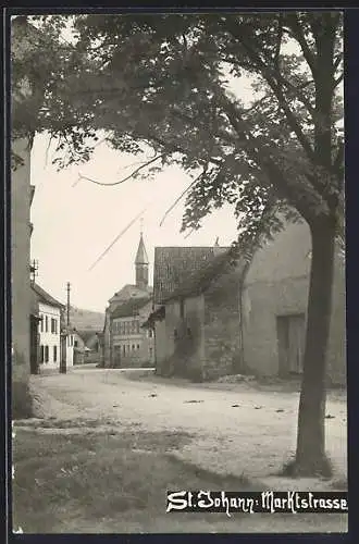 AK St. Johann /Rheinhessen, Marktstrasse mit Kirche