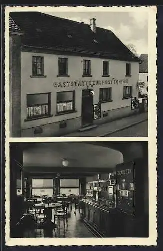 AK Lebach /Saar, Gaststätte Zur Post v. Ernst Raber mit Innenansicht, Tholeyerstrasse 22