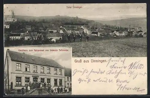 AK Dirmingen, Gasthaus zum Kaisersaal v. Valentin Schneider, Ortsansicht