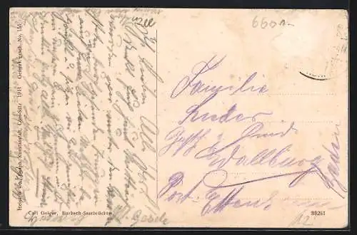 AK Saarbrücken-Burbach, Friseursalon Carl Geiger in der Wilhelmstrasse