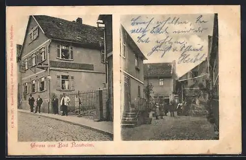 AK Bad Nauheim, Gasthaus u. Metzgerei zum Ritter v. K. Friedrich, Strassenpartie