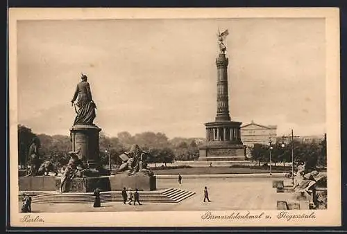 AK Berlin-Tiergarten, Königsplatz mit Bismarckdenkmal und Siegessäule