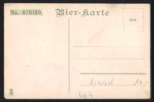 AK Bier-Karte Nr. 670189