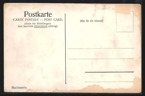 Künstler-AK Kriegsschiff S. M. S. Prinz Heinrich im Sonnenaufgang