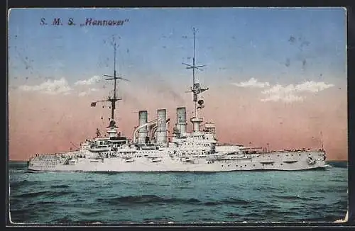 AK Kriegsschiff S. M. S. Hannover in ruhiger See