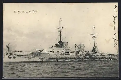 AK Kriegsschiff S. M. S. v. d. Tann auf See