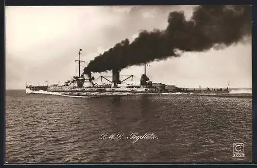 AK Kriegsschiff S.M.S. Seydlitz in voller Fahrt