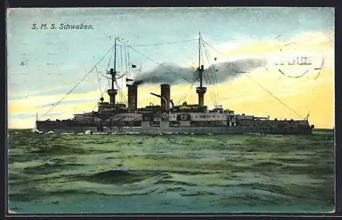 AK Kriegsschiff SMS Schwaben, Backbordseite