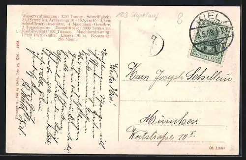 AK S.M. Kl. Kreuzer Berlin an der Hochbrücke bei Levensau