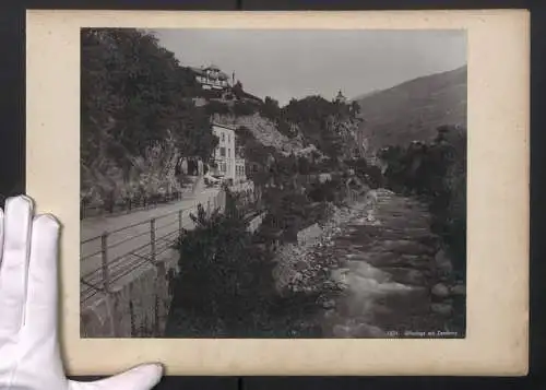 Fotografie unbekannter Fotograf, Ansicht Meran, Gilfanlage mit Zenoburg, Cafe Gilf