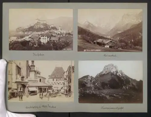 Fotografie unbekannter Fotograf, Ansicht Hall in Tirol, Marktplatz, Kufstein, Rückseite Kampenwandgipfel