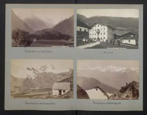 Fotografie unbekannter Fotograf, Ansicht Schwaz, Blick nach dem Ort mit Bergpanorama, Rückseite Neustift, Stubaithal