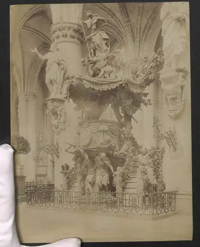 Fotografie Neurdein Freres, Paris, Ansicht Bruxelles, Chaire de l`Eglise Sainte-Gudule, Grossformat 21 x 28cm