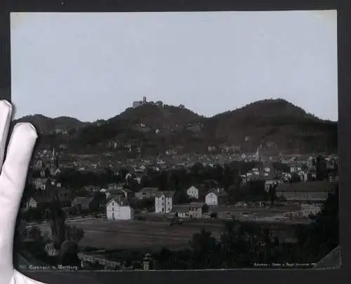 Fotografie Zedler & Vogel, Darmstadt, Ansicht Eisenach, Blick über die Stadt und nach der Wartburg, Grossformat 27 x 21cm