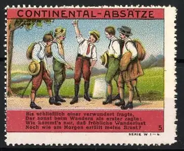 Reklamemarke Continental-Absätze, Wanderergruppe