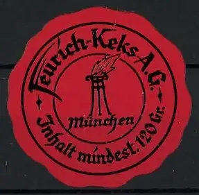 Reklamemarke München, Feurich-Keks A.G., Fackel-Symbol