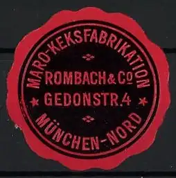 Reklamemarke München, MARO-Keksfabrikation Rombach & Co, Gedonstr. 4